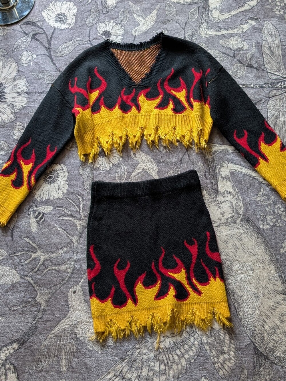Knit Flame Skirt Set
